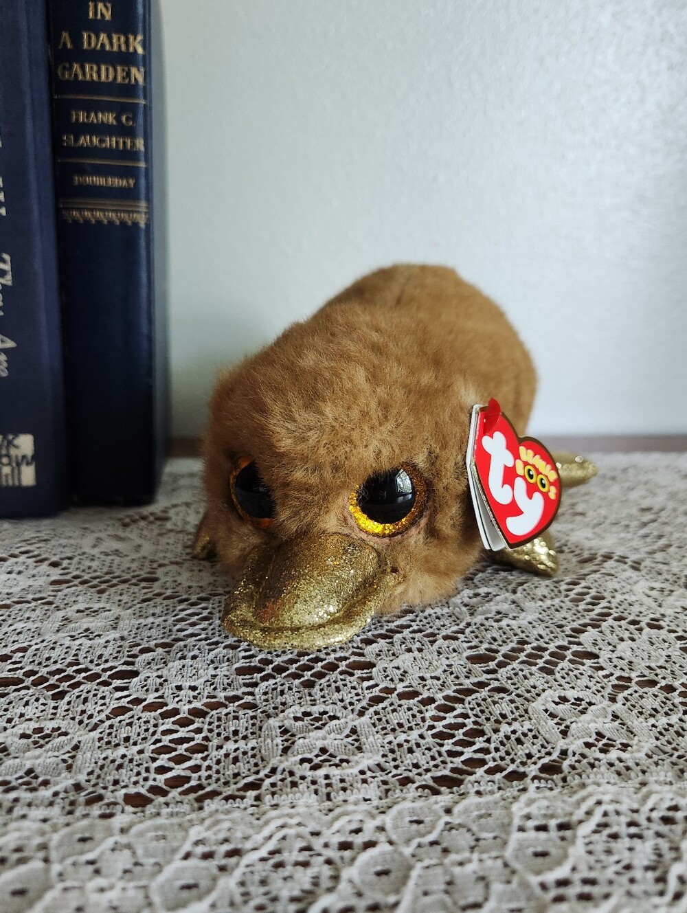 Ty Beanie Boo Perry Platypus - Brown with Gold Accents
